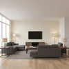 Pearl Bay Off Eggshell Eggshell | Thibaut - Living Room Visualization (AI-generated, may not be to scale. Verify pattern scale with product specifications.)