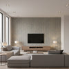 Regatta Raffia Mineral Tan and Navy Tan and Navy | Thibaut - Living Room Visualization (AI-generated, may not be to scale. Verify pattern scale with product specifications.)