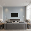Maze Grasscloth Blue Blue | Thibaut - Living Room Visualization (AI-generated, may not be to scale. Verify pattern scale with product specifications.)