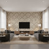 Gibraltar Light Grey Grey | Thibaut - Living Room Visualization (AI-generated, may not be to scale. Verify pattern scale with product specifications.)
