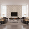 Gibraltar Linen Linen | Thibaut - Living Room Visualization (AI-generated, may not be to scale. Verify pattern scale with product specifications.)
