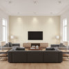 Ingrid Black on Beige Beige | Thibaut - Living Room Visualization (AI-generated, may not be to scale. Verify pattern scale with product specifications.)