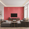 Ingrid Black on Pink coral | Thibaut - Living Room Visualization (AI-generated, may not be to scale. Verify pattern scale with product specifications.)
