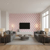 Ingrid Black on Raspberry on White Raspberry on White | Thibaut - Living Room Visualization (AI-generated, may not be to scale. Verify pattern scale with product specifications.)