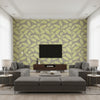 Regatta Raffia Grey and Green Grey and Green | Thibaut - Living Room Visualization (AI-generated, may not be to scale. Verify pattern scale with product specifications.)