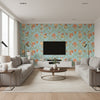 Rinca Sky Blue Sky Blue | Thibaut - Living Room Visualization (AI-generated, may not be to scale. Verify pattern scale with product specifications.)