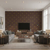 Spotted Orchid Brown Brown | Thibaut - Living Room Visualization (AI-generated, may not be to scale. Verify pattern scale with product specifications.)