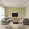 Klein Trellis Cream Cream | Thibaut - Living Room Visualization (AI-generated, may not be to scale. Verify pattern scale with product specifications.)