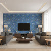 Caravan Blue and Green Blue and Green | Thibaut - Living Room Visualization (AI-generated, may not be to scale. Verify pattern scale with product specifications.)