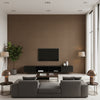 Bankun Raffia Chocolate Chocolate | Thibaut - Living Room Visualization (AI-generated, may not be to scale. Verify pattern scale with product specifications.)