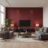 Bankun Raffia Cranberry Cranberry | Thibaut - Living Room Visualization (AI-generated, may not be to scale. Verify pattern scale with product specifications.)