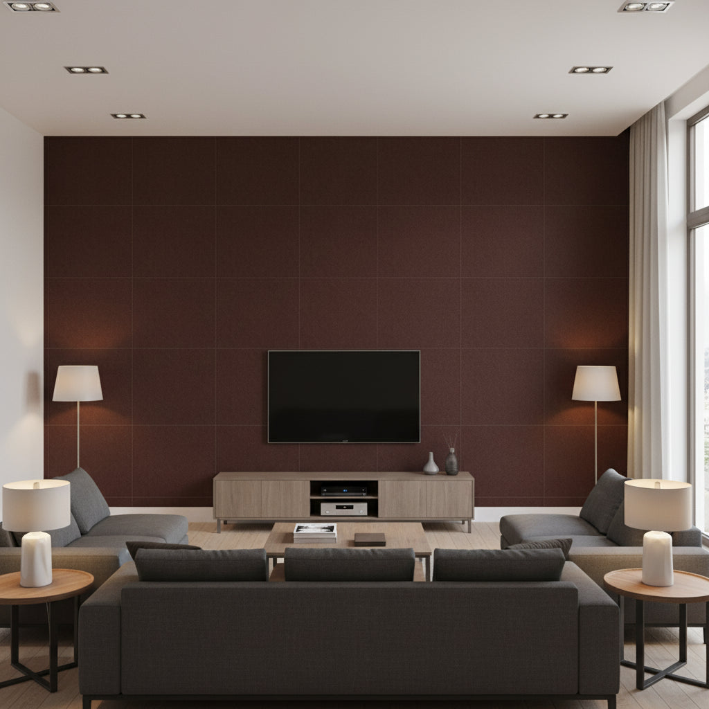 Granada Weave Espresso | Thibaut - Living Room Visualization (AI-generated, may not be to scale. Verify pattern scale with product specifications.)