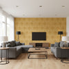 Damask Resource 3 Harvest Gold Harvest Gold | Thibaut - Living Room Visualization (AI-generated, may not be to scale. Verify pattern scale with product specifications.)