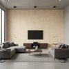 Wallcoverings Cream Cream | Thibaut - Living Room Visualization (AI-generated, may not be to scale. Verify pattern scale with product specifications.)