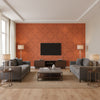 Medici Brick Brick | Thibaut - Living Room Visualization (AI-generated, may not be to scale. Verify pattern scale with product specifications.)