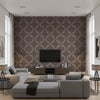 Wallcoverings Black Black | Thibaut - Living Room Visualization (AI-generated, may not be to scale. Verify pattern scale with product specifications.)
