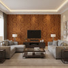 Medici Brown Brown | Thibaut - Living Room Visualization (AI-generated, may not be to scale. Verify pattern scale with product specifications.)
