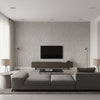 Medici Metallic Silver Metallic Silver | Thibaut - Living Room Visualization (AI-generated, may not be to scale. Verify pattern scale with product specifications.)