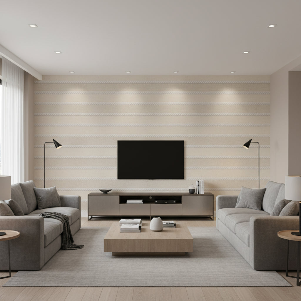 T8012104.1.0 | Kravet - Living Room Visualization (AI-generated, may not be to scale. Verify pattern scale with product specifications.)
