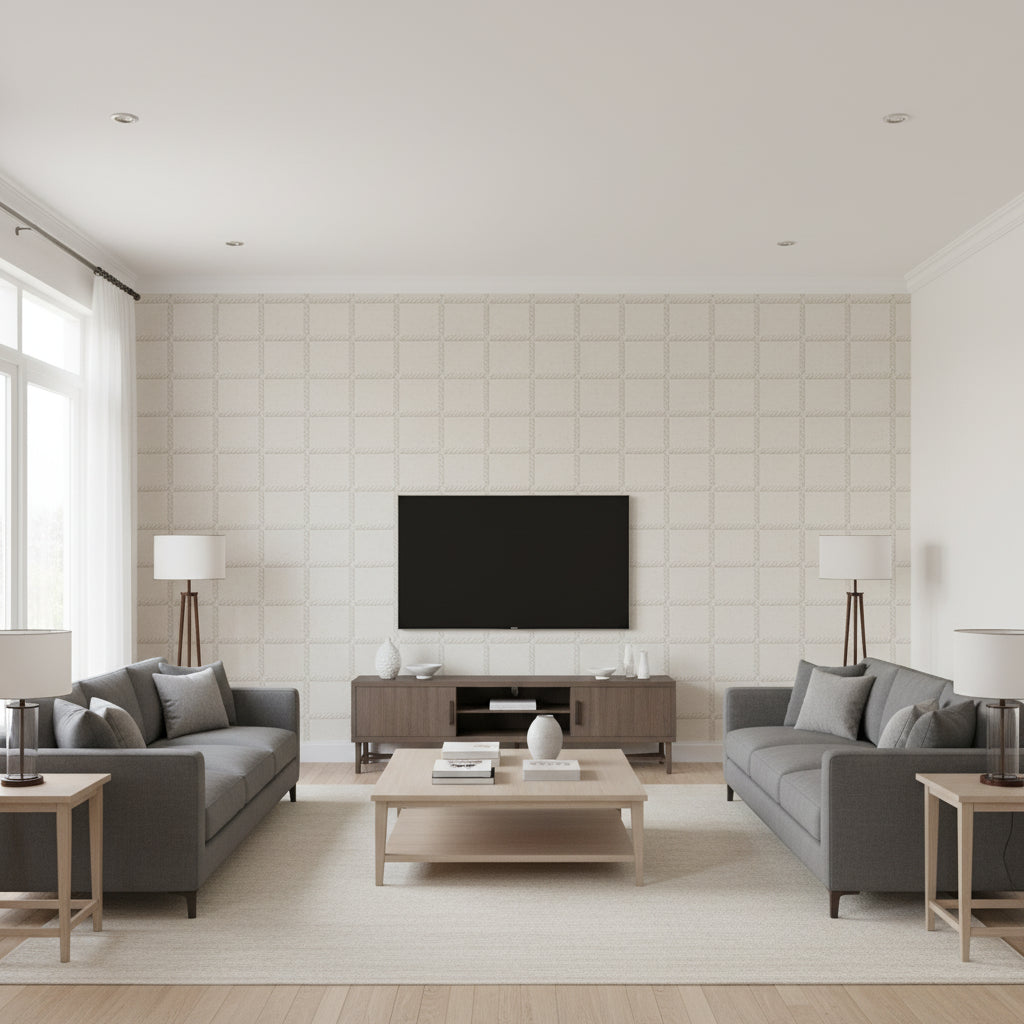 T8012104.16.0 | Kravet - Living Room Visualization (AI-generated, may not be to scale. Verify pattern scale with product specifications.)