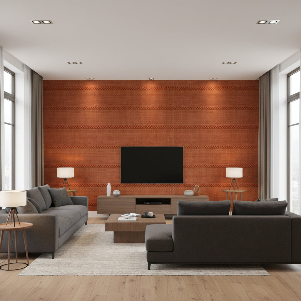 T8012104.24.0 | Kravet - Living Room Visualization (AI-generated, may not be to scale. Verify pattern scale with product specifications.)