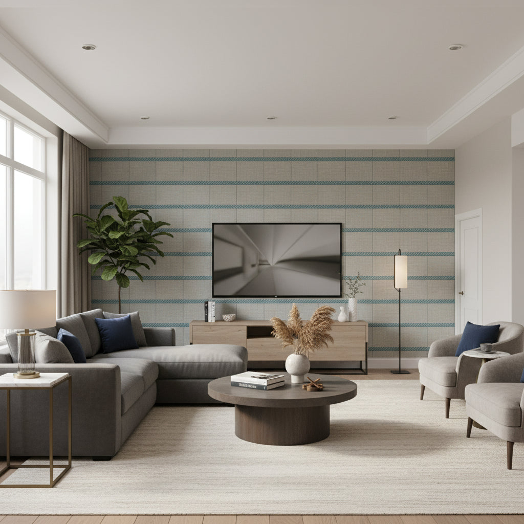 T8012104.35.0 | Kravet - Living Room Visualization (AI-generated, may not be to scale. Verify pattern scale with product specifications.)