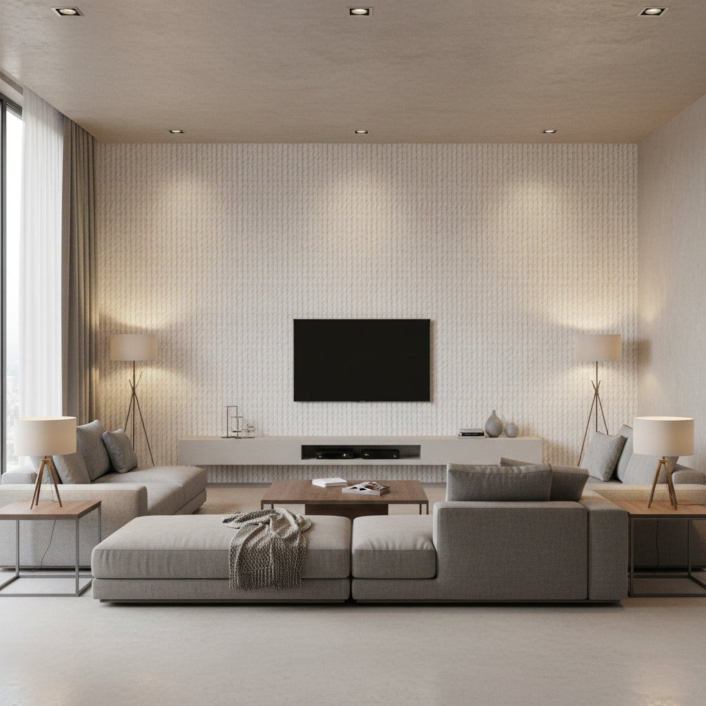 T8012105.1.0 | Kravet - Living Room Visualization (AI-generated, may not be to scale. Verify pattern scale with product specifications.)