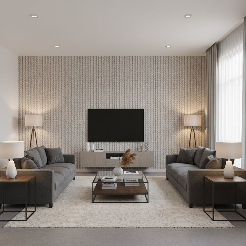 T8012105.118.0 | Kravet - Living Room Visualization (AI-generated, may not be to scale. Verify pattern scale with product specifications.)