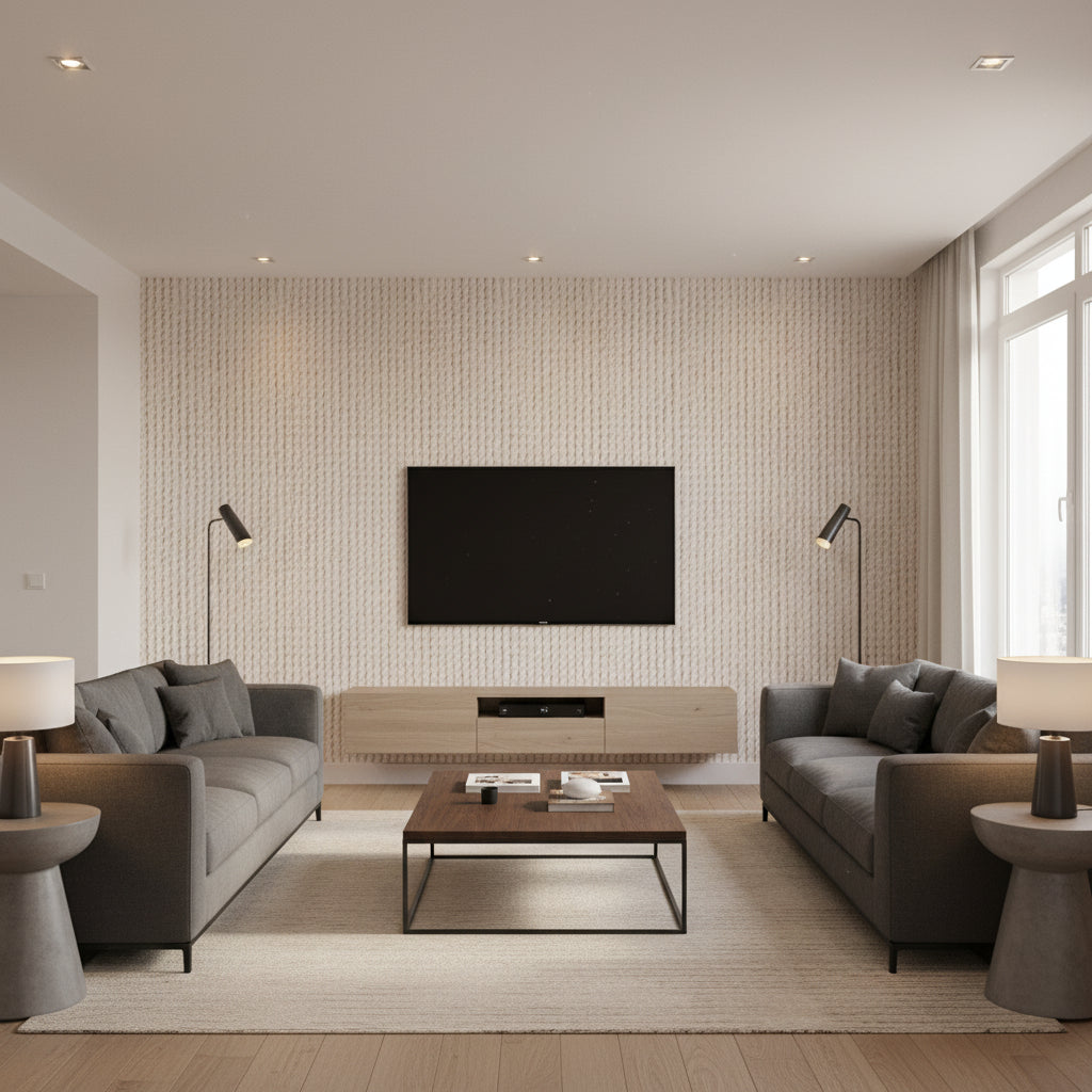 T8012105.16.0 | Kravet - Living Room Visualization (AI-generated, may not be to scale. Verify pattern scale with product specifications.)
