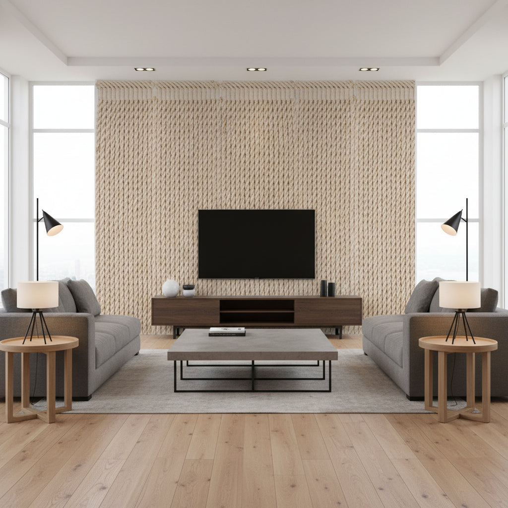 T8012105.1616.0 | Kravet - Living Room Visualization (AI-generated, may not be to scale. Verify pattern scale with product specifications.)