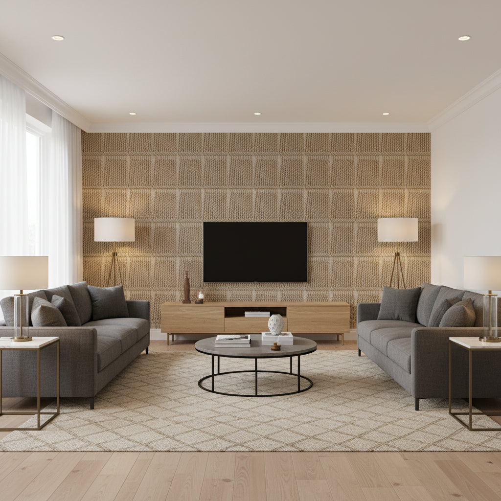 T8012106.106.0 | Kravet - Living Room Visualization (AI-generated, may not be to scale. Verify pattern scale with product specifications.)
