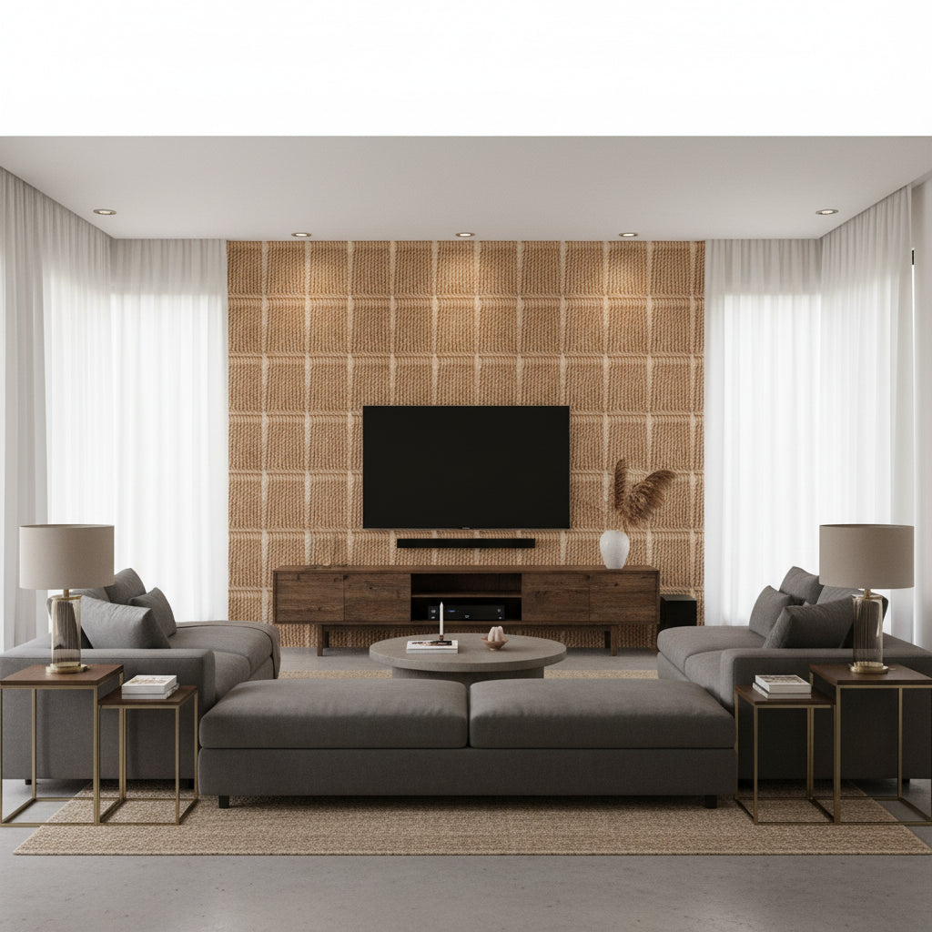 T8012106.166.0 | Kravet - Living Room Visualization (AI-generated, may not be to scale. Verify pattern scale with product specifications.)
