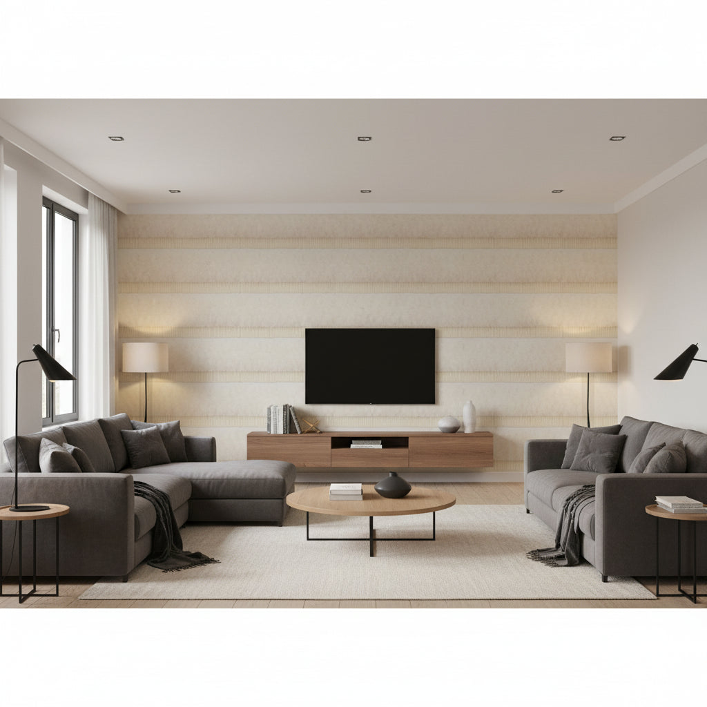T8015508.16.0 | Kravet - Living Room Visualization (AI-generated, may not be to scale. Verify pattern scale with product specifications.)