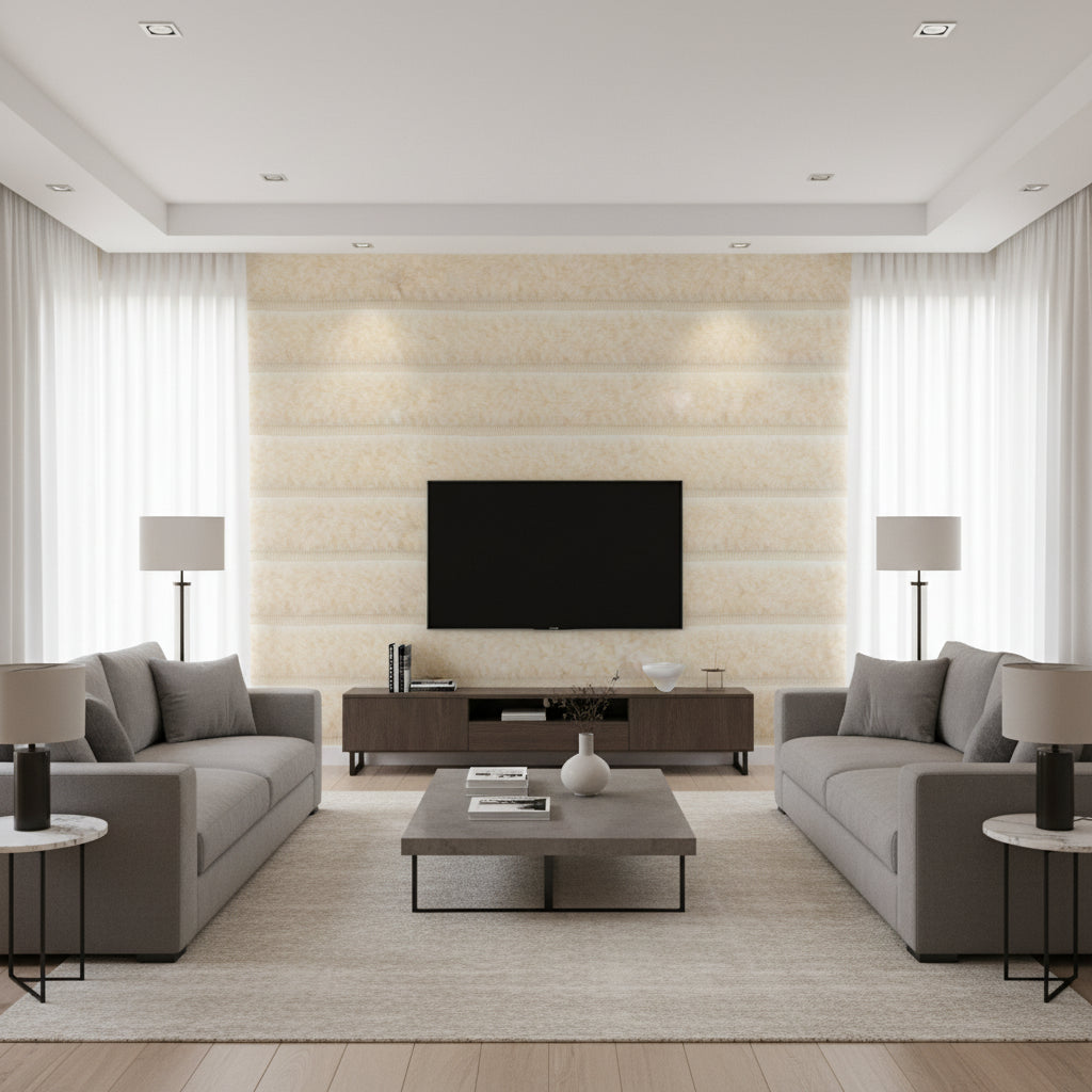 T8015508.1616.0 | Kravet - Living Room Visualization (AI-generated, may not be to scale. Verify pattern scale with product specifications.)