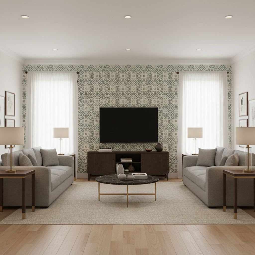 T8019102.13.0 | Kravet - Living Room Visualization (AI-generated, may not be to scale. Verify pattern scale with product specifications.)