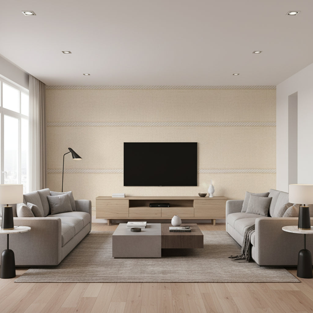 T8020105.1.0 | Kravet - Living Room Visualization (AI-generated, may not be to scale. Verify pattern scale with product specifications.)