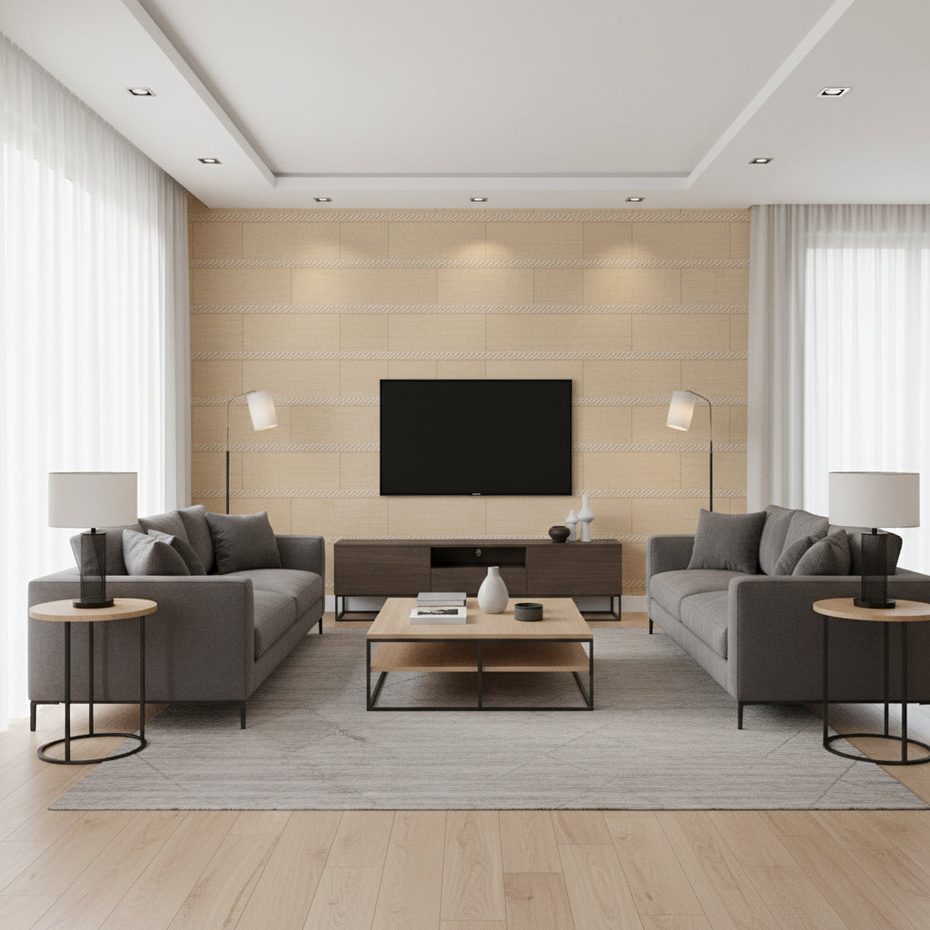 T8020105.1116.0 | Kravet - Living Room Visualization (AI-generated, may not be to scale. Verify pattern scale with product specifications.)
