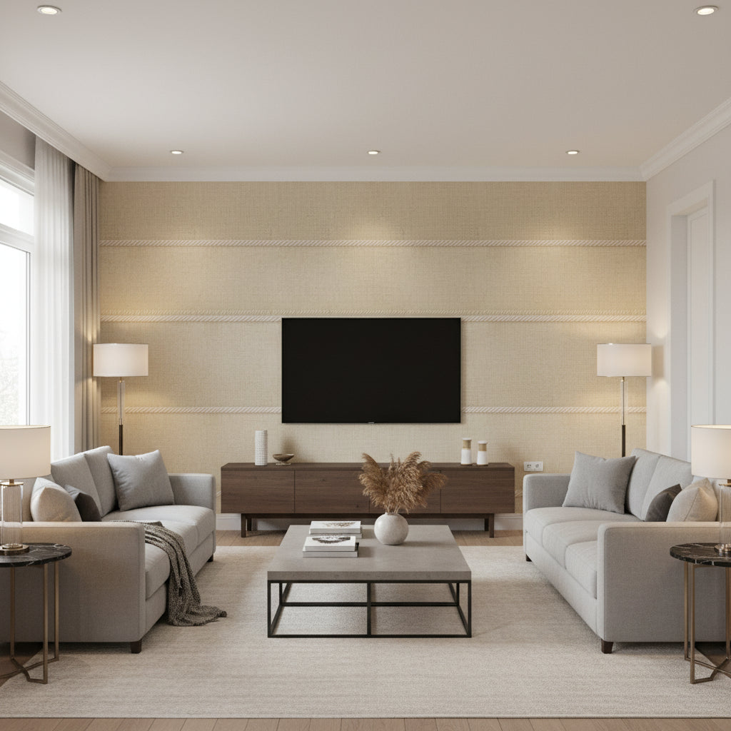 T8020105.114.0 | Kravet - Living Room Visualization (AI-generated, may not be to scale. Verify pattern scale with product specifications.)