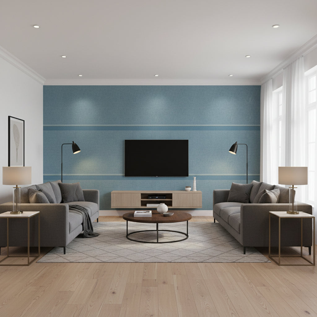 T8020105.13.0 | Kravet - Living Room Visualization (AI-generated, may not be to scale. Verify pattern scale with product specifications.)