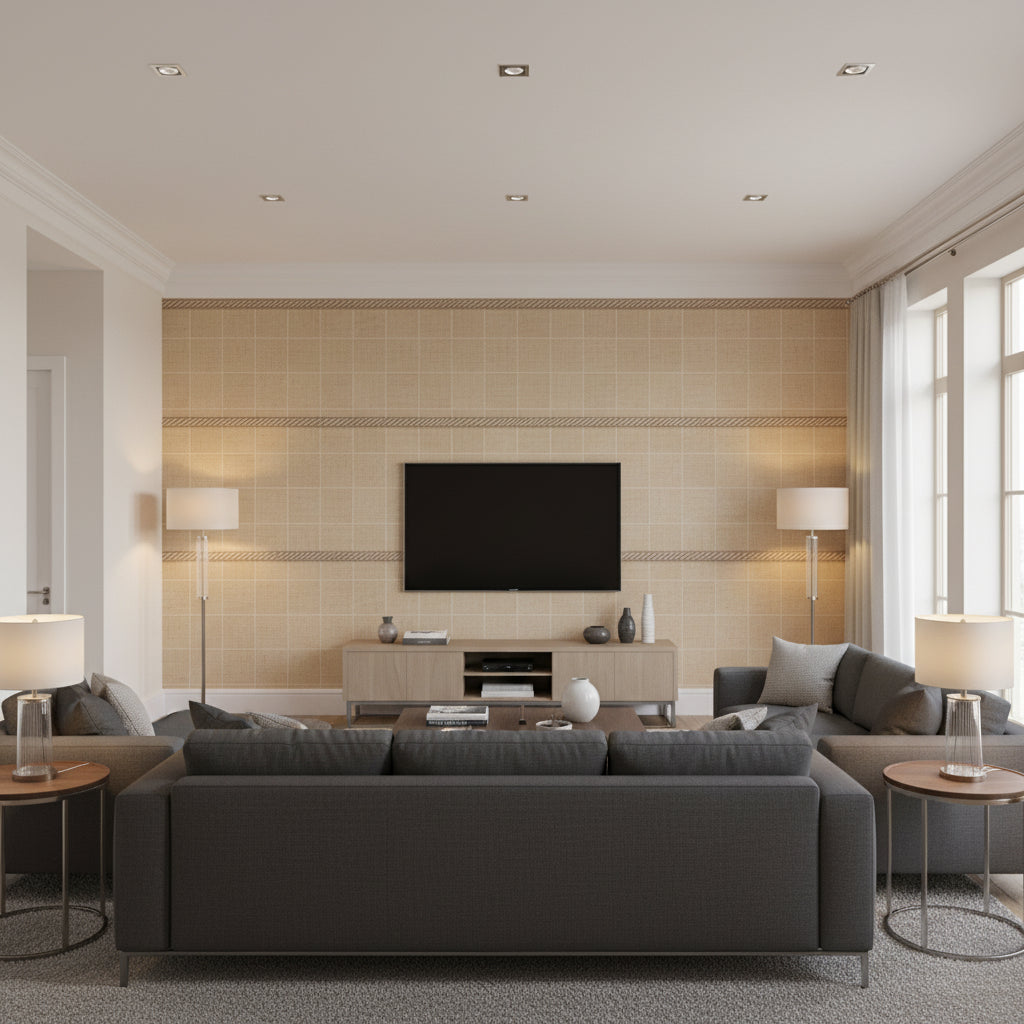 T8020105.161.0 | Kravet - Living Room Visualization (AI-generated, may not be to scale. Verify pattern scale with product specifications.)