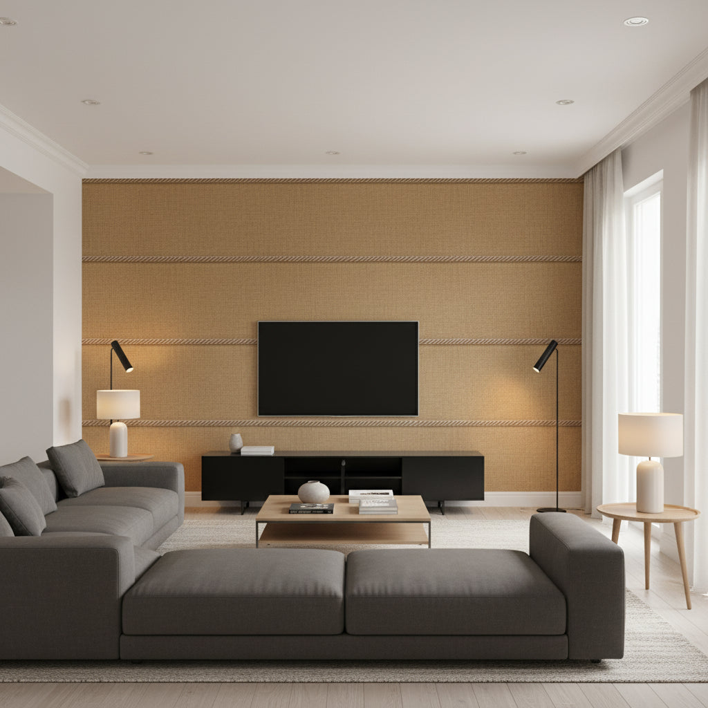 T8020105.1616.0 | Kravet - Living Room Visualization (AI-generated, may not be to scale. Verify pattern scale with product specifications.)