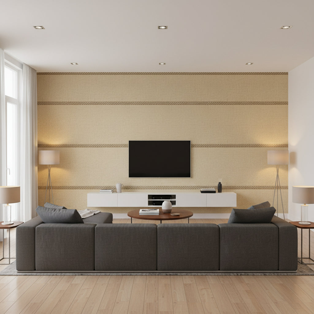 T8020105.164.0 | Kravet - Living Room Visualization (AI-generated, may not be to scale. Verify pattern scale with product specifications.)