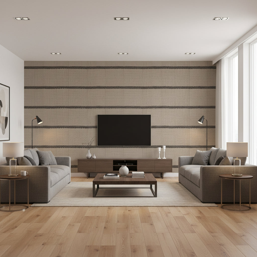 T8020105.21.0 | Kravet - Living Room Visualization (AI-generated, may not be to scale. Verify pattern scale with product specifications.)