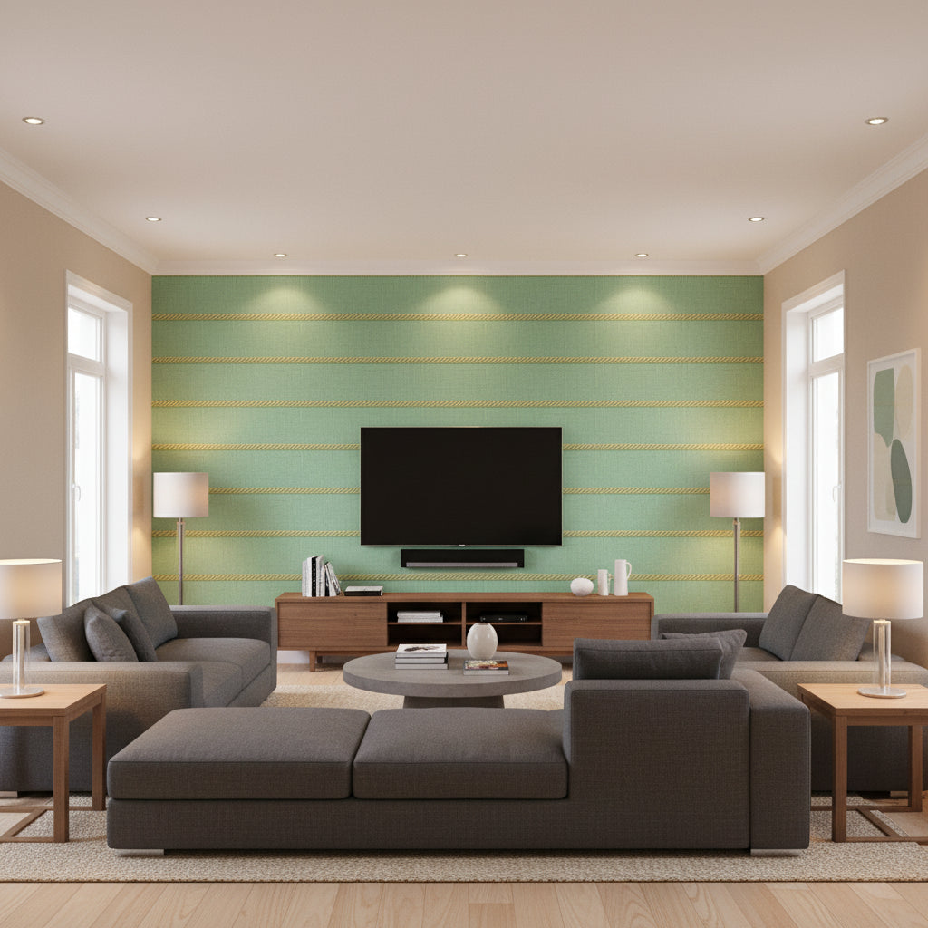T8020105.3.0 | Kravet - Living Room Visualization (AI-generated, may not be to scale. Verify pattern scale with product specifications.)