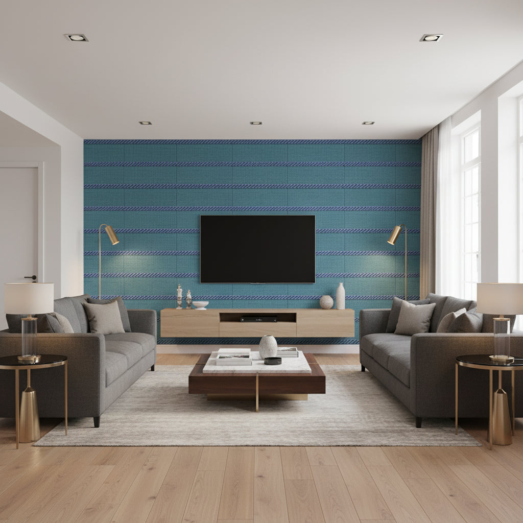 T8020105.5.0 | Kravet - Living Room Visualization (AI-generated, may not be to scale. Verify pattern scale with product specifications.)