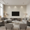 Carolyn Trellis Cream on Grey Grey | Thibaut - Living Room Visualization (AI-generated, may not be to scale. Verify pattern scale with product specifications.)