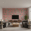 Goa Pink Pink | Thibaut - Living Room Visualization (AI-generated, may not be to scale. Verify pattern scale with product specifications.)