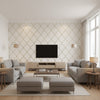 Island Pearl Pearl | Thibaut - Living Room Visualization (AI-generated, may not be to scale. Verify pattern scale with product specifications.)