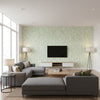Narragansett Green Green | Thibaut - Living Room Visualization (AI-generated, may not be to scale. Verify pattern scale with product specifications.)
