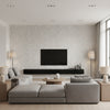 Narragansett Pearl Pearl | Thibaut - Living Room Visualization (AI-generated, may not be to scale. Verify pattern scale with product specifications.)